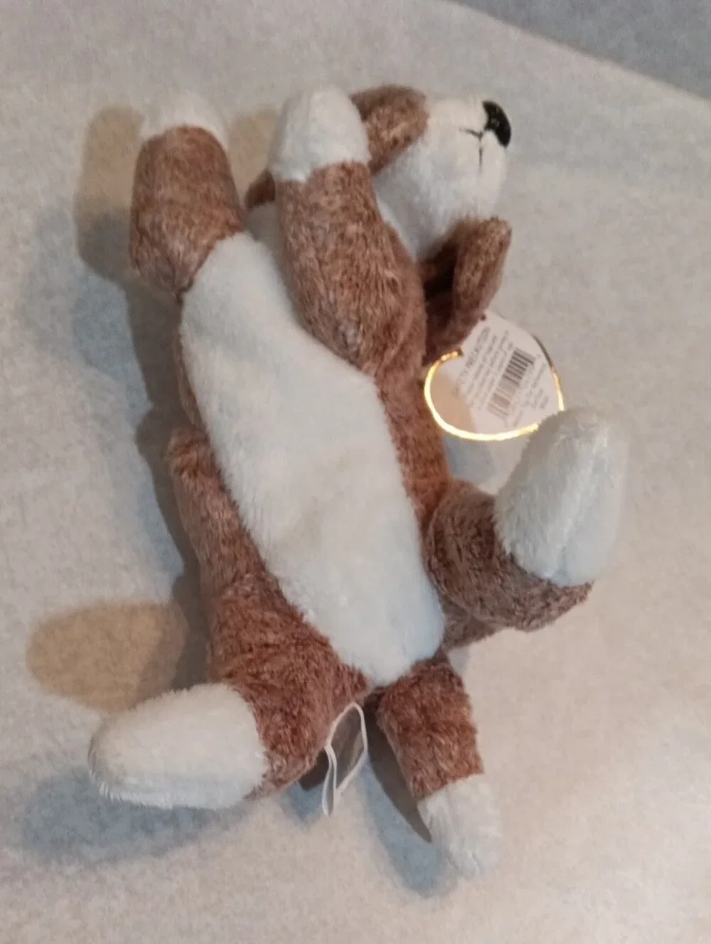 Ty Brown and White Plush Puppy with Heart Tag